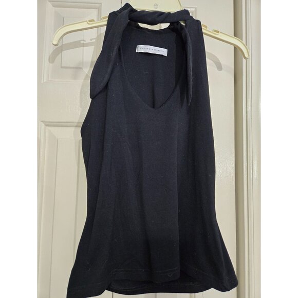 Matrix Vibes Black Sleeveless Bow Tie Neck Tank Top Womens M - Picture 1 of 4